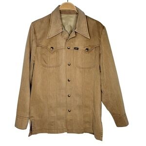Vintage Lee Chore Trucker Jacket Tan Beige Western Mens Size Medium